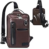 CAAORDKSO 7-11 Inch Tablet Sleeve Bag Handle Carrying Case with Shoulder Strap, Vintage Leather Messenger Shoulder Bag Small Sling Bag for iPad/Tablet Women Men Travel Work Satchel Bags (Coffee)