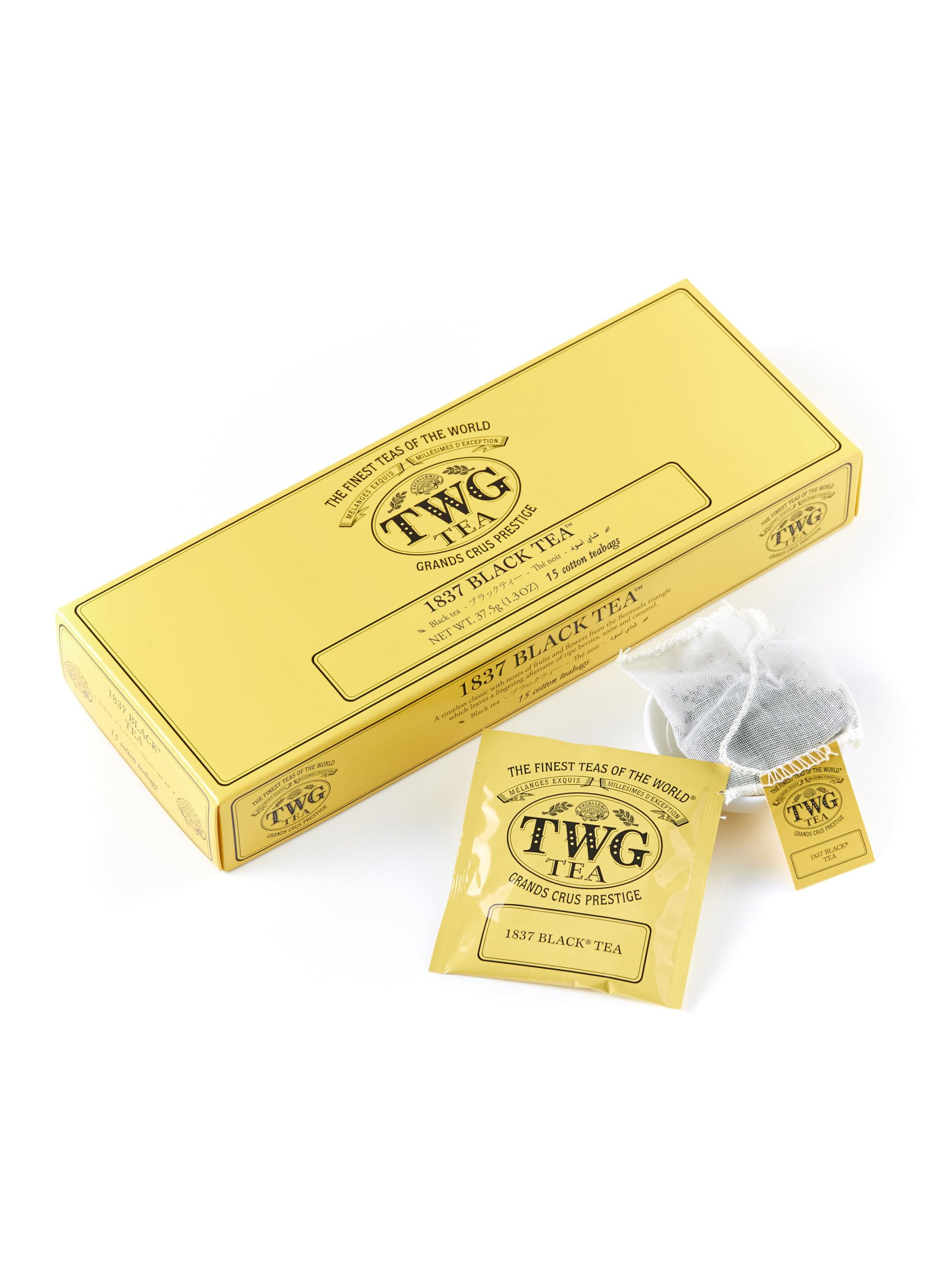 TWG Tea | 1837 Black Tea | BlackTea | Fruits & Flowers | 15 Hand Sewn Cotton Teabags | Gift Set