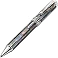 Xezo Maestro Twist Action Ballpoint Pen, Medium Point. Black Mother of Pearl with Platinum Plating. Handcrafted, Limited Edition, Serialized