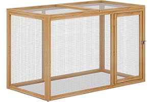 MoNiBloom Chicken Run for Yard Wood Chicken Cage Rabbit Hutch Bunny Pen with Openable Roof and Side Door, Outdoor Lockable Duck Coop Small Animal Habitat Enclosure Hen Coop Add-Ons, 45 x 24 x 28 inch