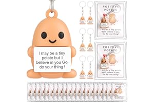 Gejoy 75 Pcs Positive Potato Keychain Gift Set Include 25 Mini Rubber Potato Keychains 25 Motivational Card 25 Bags Motivational Emotional Gifts for Employee Coworker Staff Teacher Team Friends
