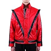 MJB2C 1980s Retro Red Leather Jacket Costume – Iconic for Kids & Adults Halloween & Christmas