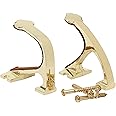 Allen Company Shotgun and Rifle Brass Wall Mount Hooks - Heavy-Duty Gun Rack - Shooting Accessories for Home - Comes with Four Brass-Plated Screws - One Pair