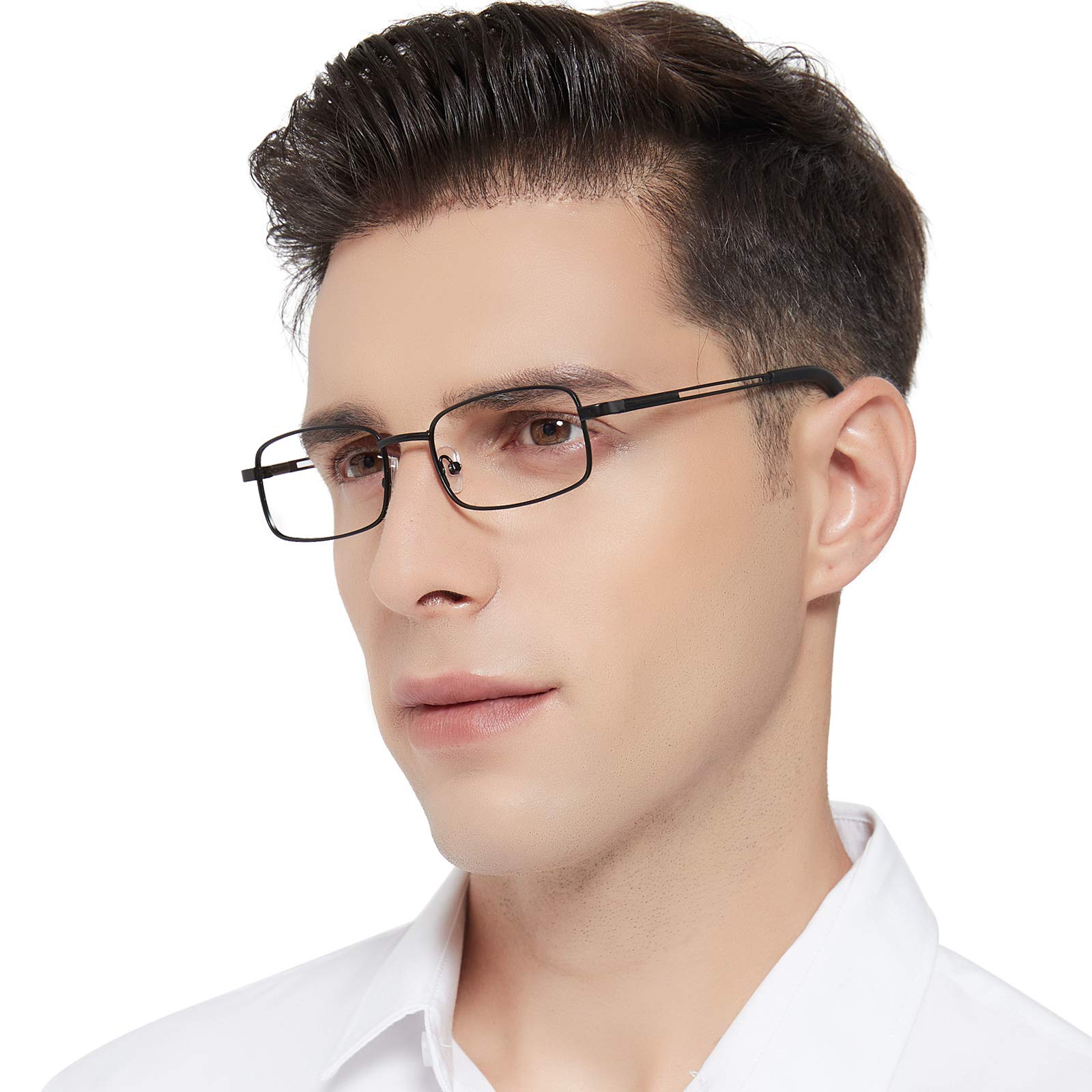 OCCI CHIARI Rectangle Reading Glasses for Men 1.0, Mens Metal Readers Glasses Medium Frame Reading Glasses (Black,100)
