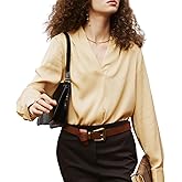COLD POSH Womens Mulberry Silk Blouse Elegant Tops Long Sleeve V-Neck Blouses Fall Fashion Summer Luxury Button Down Shirts