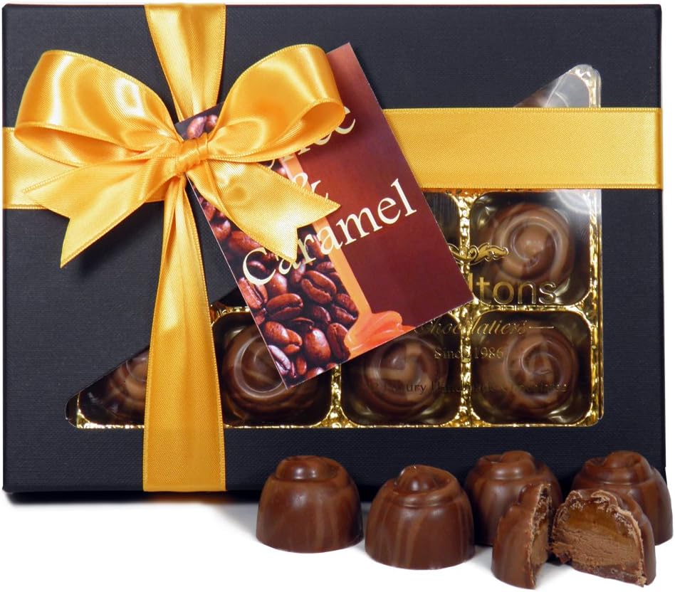 Hamiltons Coffee and Caramel Creams 12 Handmade Chocolate Cups Gift Box
