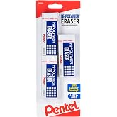 Pentel Hi-Polymer Block Eraser, Large, White, Pack of 3 (ZEH10BP3-K6)