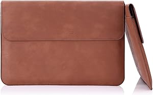 MoKo 10-11 Inch Tablet Sleeve Case Fits iPad Pro 11 2020/2018, iPad 10.2 2019, iPad Air 3 10.5", iPad Pro 10.5, Galaxy Tab 10.5, Surface Go, PU Leather Case Bag with Document Pocket - Brown