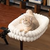 CHEERPALS Cloud Cat Bed Desk Mounted Hammock for Indoor Cats Perch Foldable | Reversible Mesh Warm Plush Mat, 90&deg; Space Saving, Machine Washable Support Pet Bed for Kitty and Puppy(White, Medium)