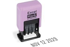 ExcelMark 1822 Self Inking Date Stamp – Perfect for Shipping, Receiving, Expiration and Due Dates (Black Ink, Violet Mount)