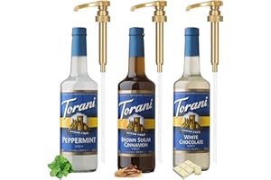 Sugar-Free Syrup Trio - SF Brown Sugar Cinnamon,Peppermint,& White Chocolate - Coffee & Italian Soda Flavoring for Drinks Three 25.4 Oz Bottles with 3 Jimoco Pumps