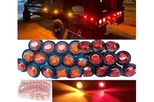 3/4 side marker lights 10pcs Amber+10pcs Red Clearance Lamp Small Round Amber LED Side Marker Signal Light Truck Trailer led 