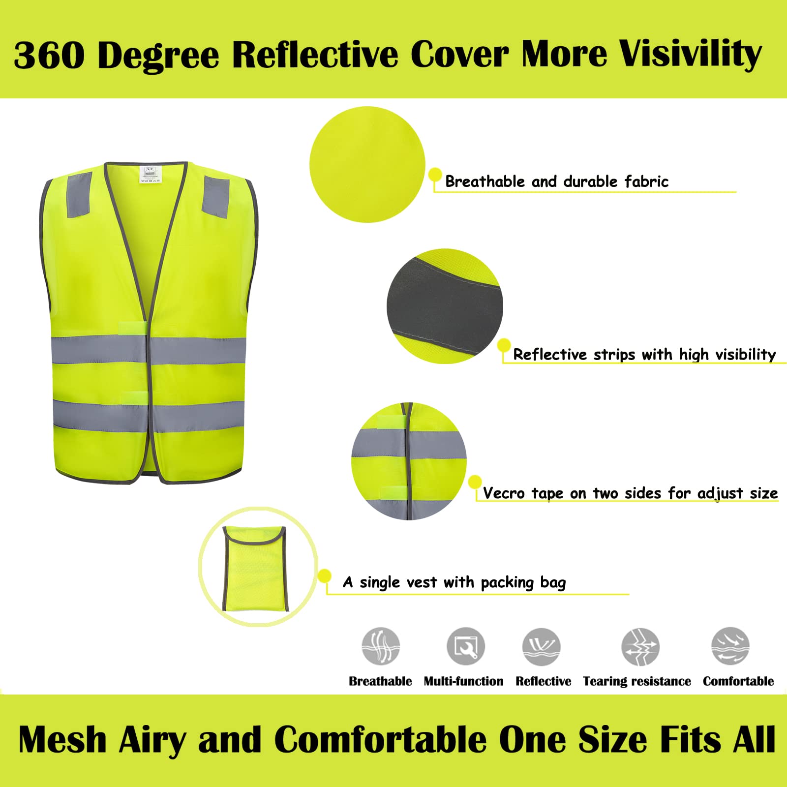 Mua Safety Vests 10 Pack - Yellow Reflective High Visibility ...
