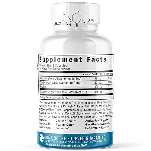 Nature's Fusions NAC Ethyl Ester + Glycine - Extra Strength 375mg - NACET  1800mg - 20x More Bioavailable Than GlyNAC - N-acetylcysteine - Anti Aging  Supplement, Boost Glutathione (60 Capsule) in Kenya