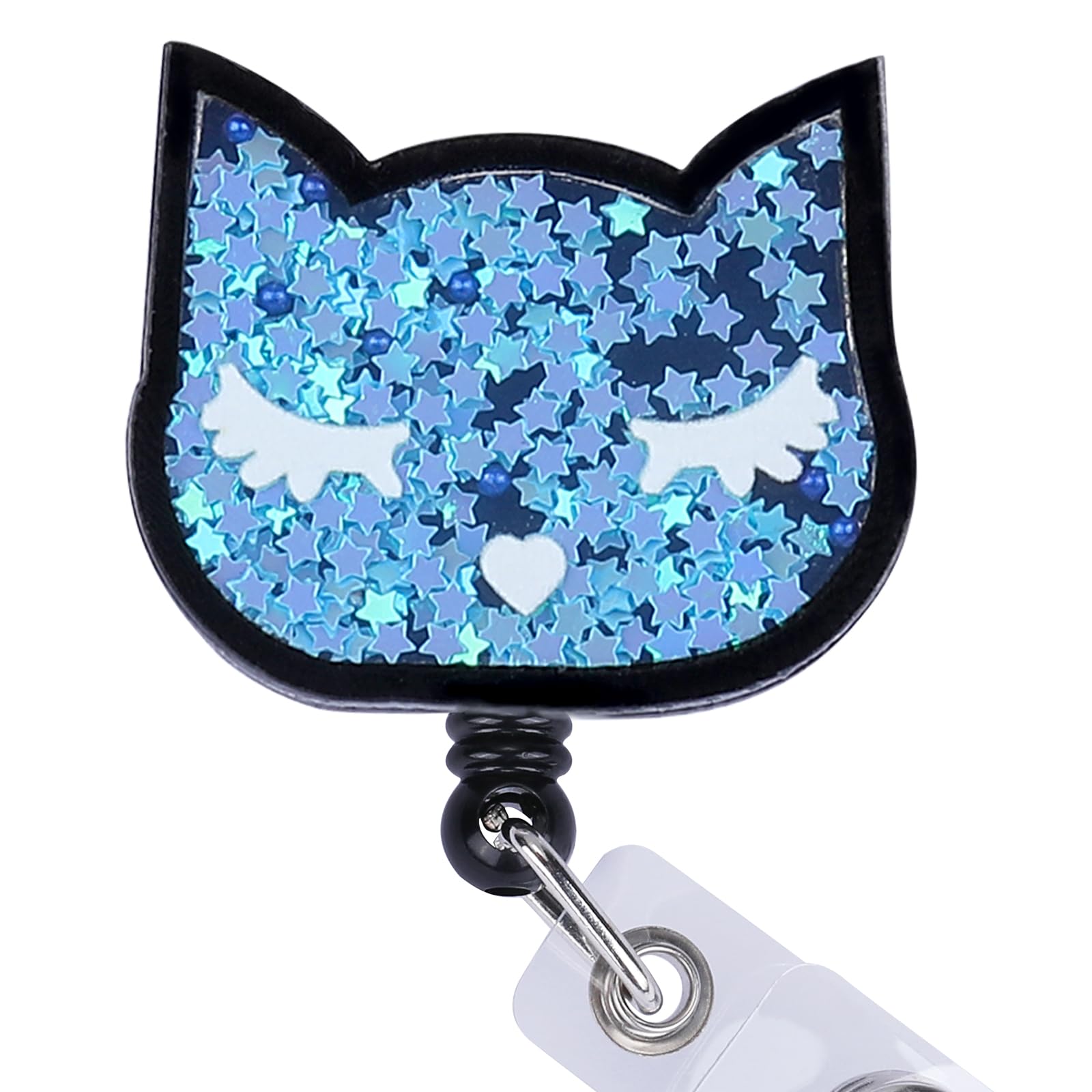 BEEFLYING Cat Badge Reel Retractable Cute Nurse ID Card Badge Holder with Swivel Alligator Clip for Office School Hospital Teacher Nursing Name Tag Card