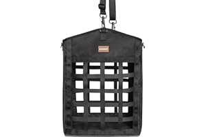 HAYSRMAN Innovative Hay Bags for Horses, Goat Hay Feeder with Reinforced Oxford Fabric and High Strength Metal Clasp,Horse Feeding Supplies with Adjustable Strap for Easy Hanging (Black-1pack)