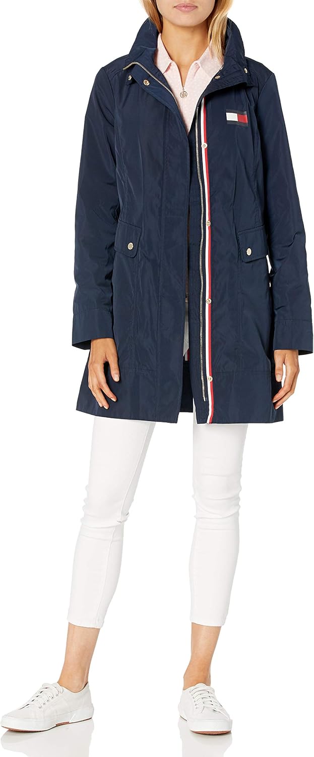 Tommy Hilfiger Women's Packable Princess Seam Jacket Rain Amazon.co.uk