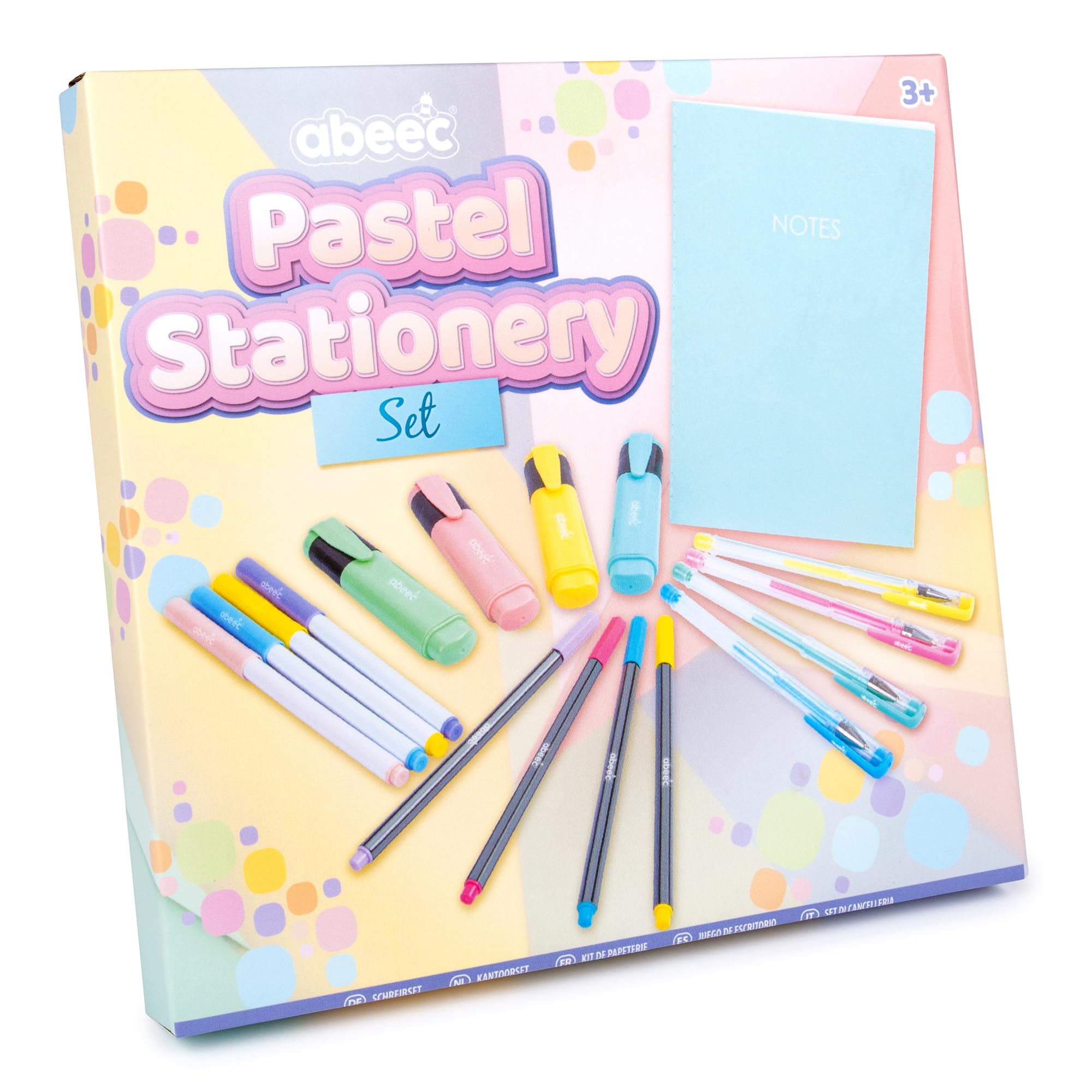 abeec Pastel Stationery Set | Aesthetic School Supplies | Cute Writing Set with Pastel Highlighters, Fineliners, Felt-Tip Pens & Gel Pens | Includes A5 Notebook | Perfect for Teens, Girls & Office Use