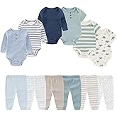 BABYSOLIS Four Seasons Baby Layette Sets 12 Pack Unisex Infant Boys Girls Pants and Long/Short Sleeve Bodysuits