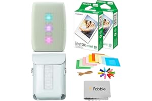 Fujifilm Instax Mini Link 3 Smartphone Printer – Sage Green Bundle with a Matching Protective Case, Twin Pack Instant Film (20 Sheets), Hanging Photo Frames, and Premium Microfiber Cleaning Cloth