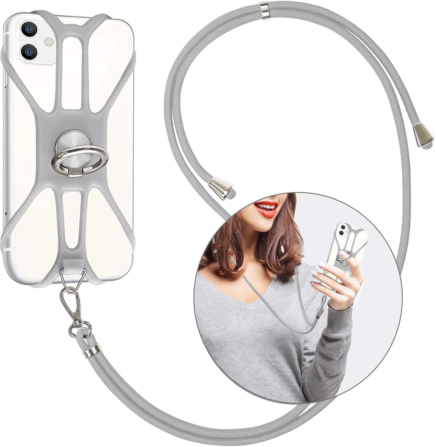 Dragonne De Cou Pour Téléphone - Cordon Ajustable, Fixation Adhésive, Compatible IPhone SE 2020/8/7/6, Libère Les Mains