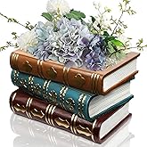 ehuoyan Book Flower Vase Stacked Books Shaped Flower Pot Book Planter Candy Bowl Snack Storage Box Trinket Candy Dish Vintage