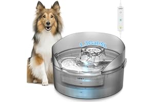 NPET 1.3 Gallon/170oz/5L Dog Water Fountain, Automatic Dog Water Bowl Dispenser with Adjustable Water Flow & LED Cat Water Fountain with Splatter Guard for Dogs, Multiple Pets