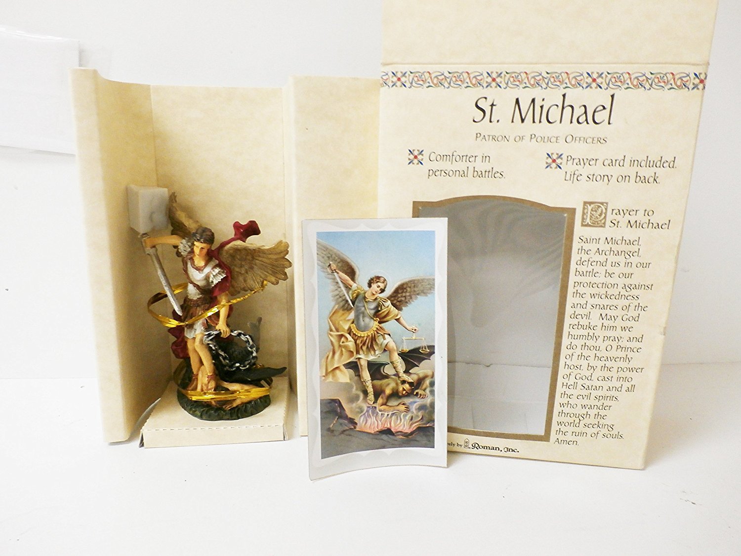 Roman Archangel St. Michael Slaying Satan Patron and Protectors Figurine 50271 Saint