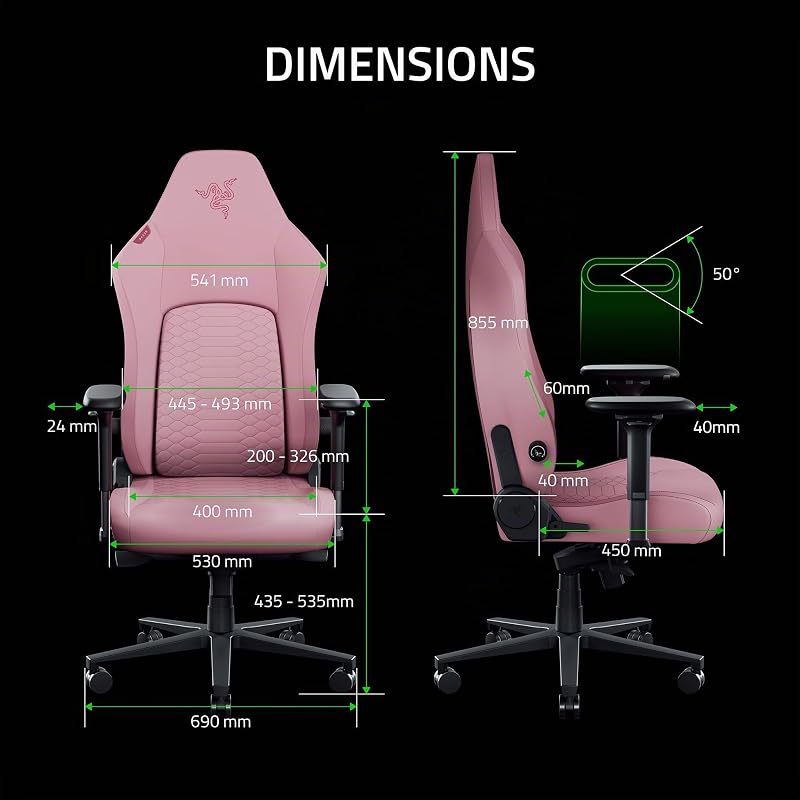 Iskur V2 NewGen - Fauteuil Gaming Ergonomique Respirant Cuir EPU de 2e gen avec Technologie Cooltouch - système de Soutien Lombaire Hyperflex - Arches d’épaule Extra-Larges | Quartz