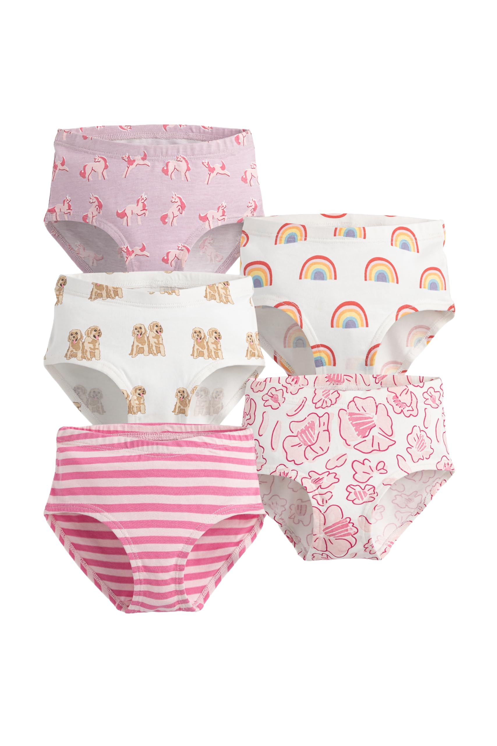 MONICA + ANDY Toddler Girl’s Underwear Pack, 5 Pairs, Pink Multi, Size 2-3T, Double Layered Bottom Panel, 100% Organic Girls Underwear, Sustainable Super Soft Fabric, Sizes for Kids & Toddler