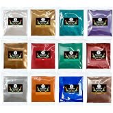 Luckymica Mica Powder, 12 Colors Pearlescent Pigment Powder for Epoxy Resin, 3g/Bag Pearl Pigment Set​​ for Soap Making, Bath Bomb, Candle Making, Art Crafts, Lip Gloss, Nail Polish, Dye