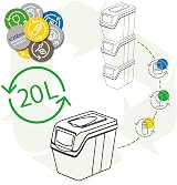 Prosperplast Set of 3 Recycling Bins 60 L Total 3 x 20 L White Stackable view 5
