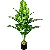 Rozwkeo Artificial Plants in Pots Large Fake Tree Floor Faux Tropical Plants Decorative Greenry House Potted Tall for Home Office Living Room Decor Indoor Garden Outdoor (80cm Tropical Banana)