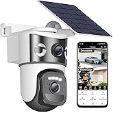 Caluxe Dual Lens Security Cameras Wireless Outdoor, Solar-Powered Home Security Camera with 6MP Color Night Vision, 2-Way Audio, PIR Motion Alarm, 5GHz/2.4Hz WiFi, Spotlight Siren, Waterproof
