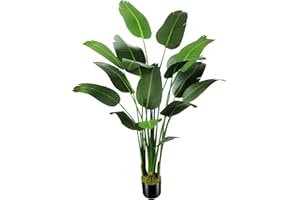 OXLLXO 6.5ft Artificial Silk Bird of Paradise Palm Tree (78in) with 17 Trunks Faux Tree and Plastic Nursery Pot, Fake Plant for Office House Farmhouse Living Room Home Decor (Indoor/Outdoor)