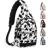 Capolo Sling Bag for Women Men Waterproof Crossbody Bags for Women Trendy Casual Fanny Pack with Convertible Shoulder Strap Chest Bag for Travel Hiking(Cow Print, Medium)