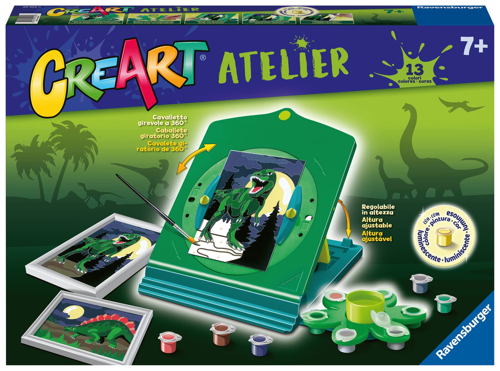 Ravensburger - My Fantastic Atelier CreArt Set with Dinosaur Theme Easel, Painting with Numbers, Creative Game Kids 7+ Years