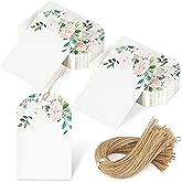 SallyFashion 80PCS Blank Gift Tags with String, 2 x 3 inch Floral Style Paper Gift Tags for Baby Shower Birthday Wedding Bridal Shower DIY Party Favor Décor
