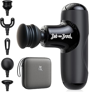 BOB AND BRAD Q2 Mini Massagepistole, Tiefengewebe Percussion Massagegerät mit 5 Aufsätzen & Koffer, Elektrische Massage Gun für Rücken & Beine, Ultra-Leise & Klein, Ideal für Büro & Sport