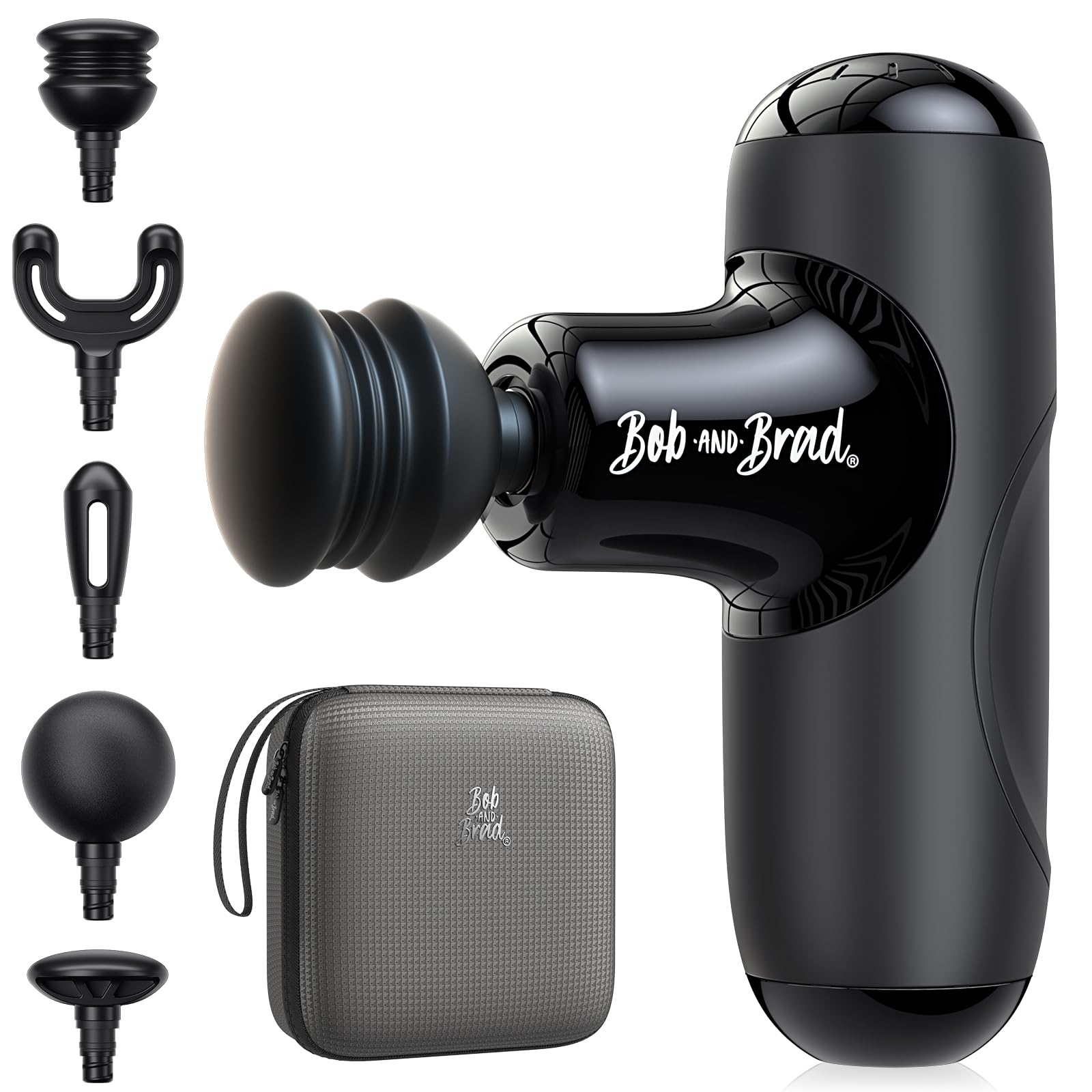 Bob and Brad Q2 Mini Massage Gun, Pocket-Sized Deep Tissue Massager Gun, Portable Percussion Muscle Massage Device, Ultra Small & Quiet Muscle Massage Gun with Carry Case for On The Go Usage, Black