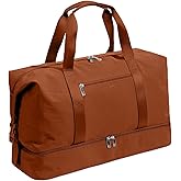 Oeihuivt Weekender Bags for Women - 21 Inch Large Travel Duffel Bag 2-Piece Set with Shoe Compartment, Heavy-Duty Canvas Leather Carry On Overnight Tote