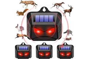 JAHY2TECH 2024 Upgraded Solar Animal Repellent Outdoor,Racoon Repellent Outdoor Skunk Repellent for Yard Deer Repellent Devices Predator Lights for Chicken Coop Yard Farm Garden Scare Away Racoon Coyote,4 Pack