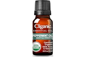 Cliganic Organic Peppermint Essential Oil, 100% Pure Natural Undiluted, for Aromatherapy | Non-GMO Verified
