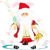 SdeNow Rotating Dancing Santa Claus with Music Walking Animated Christmas Doll Santa Singing Christmas Decorations and Santa Claus Stuffed Toy for Kids