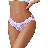 Avidlove Lace Panties for Women Sexy Cheeky Underwear with Cute Bow Back Hollow Out Low Rise Panty