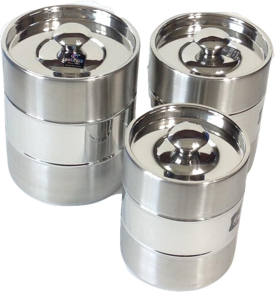 Private Qualways Jumbo Stainless Steel Kitchen Canister Set of 3, Canisters 3 LB, 2.5 LB and 2 LB