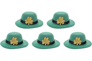 LUOZZY 5Pcs St. Patrick's Day Wine Bottle Mini Leprechaun Hats with Shamrock Wine Bottle Decorations Wine Topper Wine Caps Ireland Party Setting Props