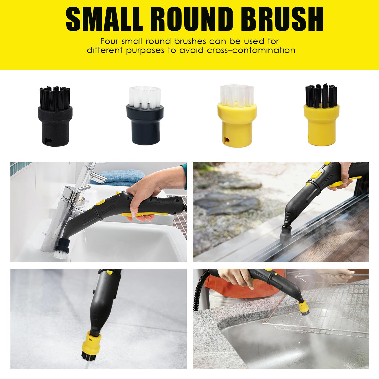 12 Stück für Kärcher Dampfreiniger Zubehör, Rundbürste, Fugenbürsten, Handdüse Microfiber Cloth, Powerdüsen Set, Dampfreiniger Ersatzteile für kärcher SC1 SC2 SC3 SC4 SC5 3