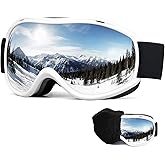 FMY Ski Snowboard OTG Goggles,Anti Fog UV400 Protection Skiing Snowmobile Goggles for Men Women Youth