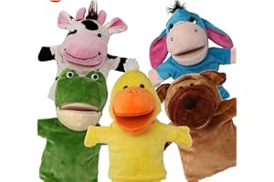 BETTERLINE Animal Hand Puppets Set for Kids & Adults - 12.5" Premium Quality Soft Plush Toys with Movable Mouths - Perfect for Storytelling, Teaching, Preschool, Role-Play - Durable, Vibrant, Educational Puppets